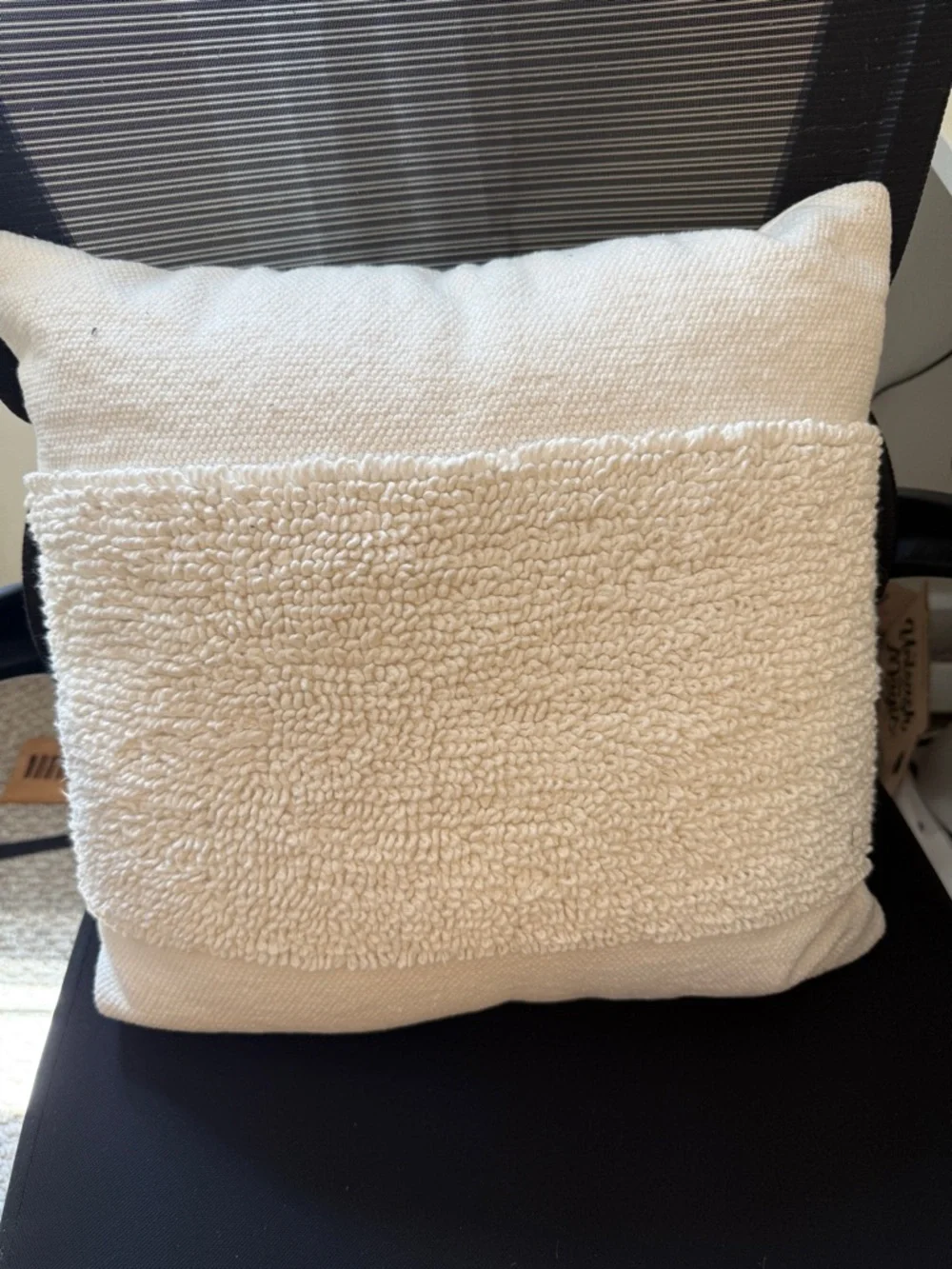 Neutral Cream Decorative Throw Pillow with Textured Center